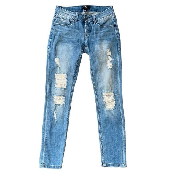 🌸 G By Giuliani Skinny Jeans Distressed with Sequins 2 - Picture 1 of 8